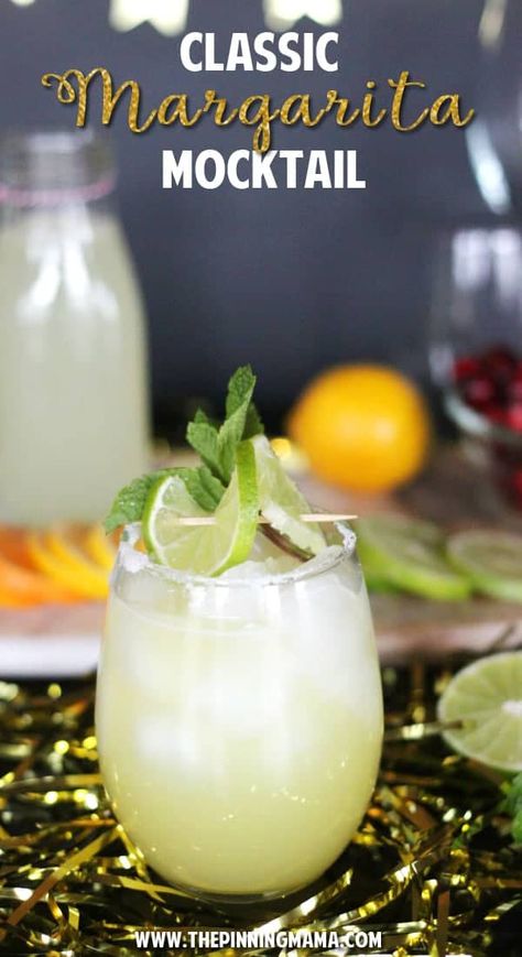 How to Make a Virgin Margarita {With a SECRET Ingredient!} • The Pinning Mama Virgin Cocktail Recipes, Mock Cocktails, Non Alcoholic Margarita, Margarita Mocktail, Virgin Margarita, Classic Margarita Recipe, Virgin Cocktails, Virgin Drinks, Easy Margarita