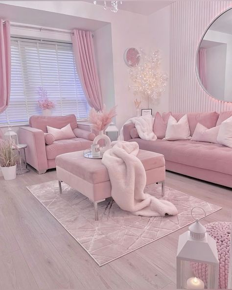 Pink House Interior, Pink Living Room Decor, Pink Bedroom Design, Girly Apartment Decor, Pink Furniture, Pink Bedroom Decor, Dream Apartment Decor, Pink Living Room, Future Apartment Decor