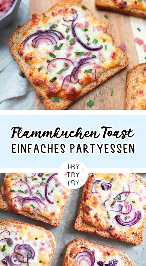 am vortag vorbereiten, einfach, Fingerfood, Flammkuchen, Flammkuchen Toast, food, herzhaft, Ideen, kalt, lecker, Leckerer Snack, Party, Party Essen, Party-Snack, Partyessen, Partyrezept, Partysnack, Rezepte, schnell, schnell gemacht, Toast, zum Vorbereiten Healthy Fingerfood, Picknick Snacks, Party Canapes, Party Essen, Diy Snacks, Party Snack Food, Party Snack, Party Finger Foods, Snacks Für Party