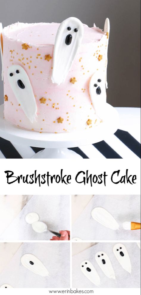 Brushstroke Cake, Halloween Torte, Spooky Cake, Halloween First Birthday, Halloween Birthday Cakes, Ghost Cake, Halloween Cake Decorating, Halloween Cake Pops, Cake Mini