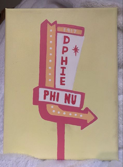 Dphie Canvas Sorority, Yellow Sorority Canvas, Canvas Sorority Ideas, Sorority Sheet Signs, Sorority Art Canvases, Delta Phi Epsilon Canvas, Pink Sorority Canvas, Delta Zeta Canvas Painting, Gphi Canvas Paintings