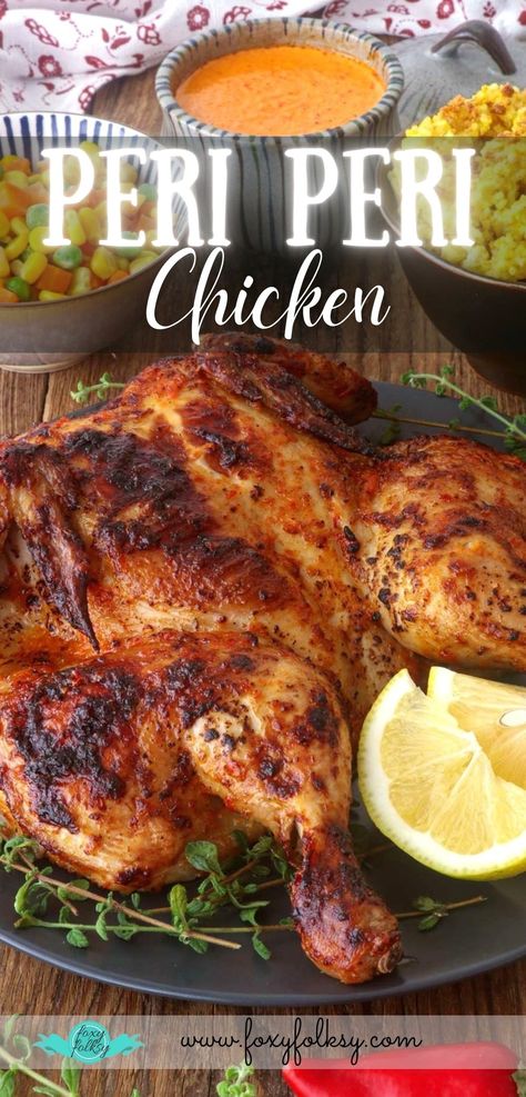 Perry Perry Chicken, Portuguese Chicken Recipes, Portuguese Meals, Portuguese Chicken, Foxy Folksy, Piri Piri Chicken, Peri Chicken, Spanish Chicken, Chicken Roasted