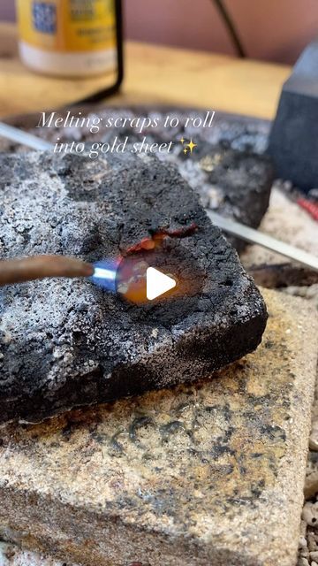 One of the coolest things about working with metal is seeing it in its shimmery melty state! 

Here I am melting a few old scraps of 14k ... | Instagram Jewelry Bench, Gold Sheets, Handmade Jewel, Jewelry Studio, See It, The Back, My Jewellery, Silver Jewelry, Bench