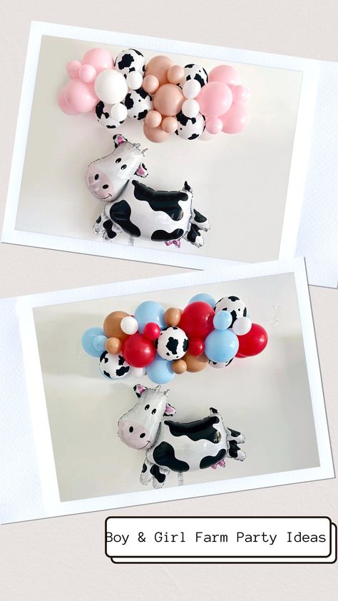 Farm Animal Balloon Garland, Cow Print Balloon Garland, Cow Balloon Garland, Farm Party Kids, Moo Moo I'm Two Birthday, Cow Balloons, Balloon Boutique, Barnyard Bash, Birthday Extravaganza