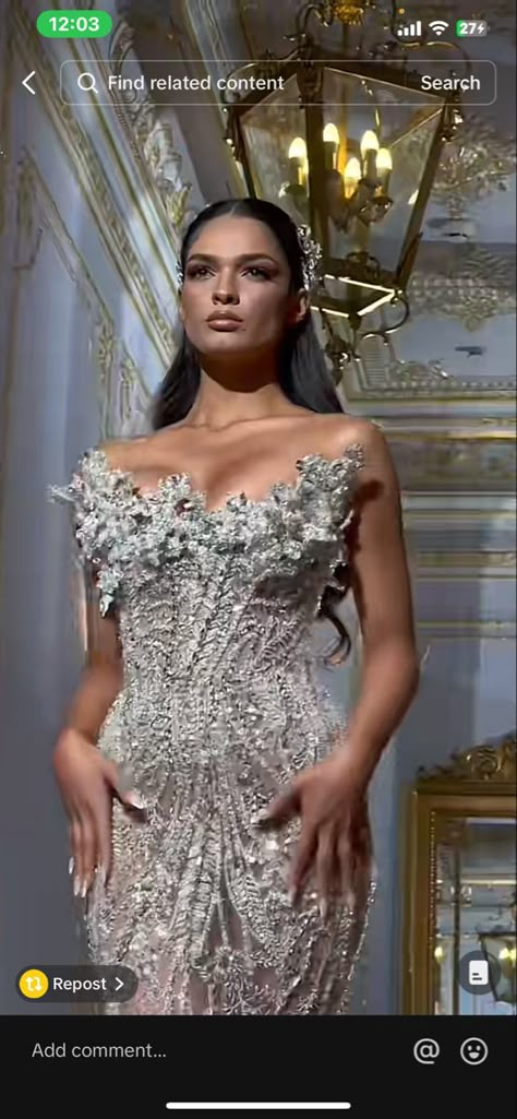 Silver White Prom Dress, White And Silver Prom Dress, Extravagant Prom Dresses, 2k24 Prom, Exotic Prom Dresses, Silver Prom Dresses, Diamond Prom Dresses, Md Dresses, Prom Prep