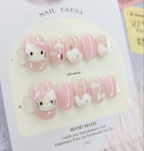 @nail_uaena Sanrio Nail Stickers, Nail Uaena, Short Sanrio Nails, Diy Crafts Phone Cases, Nails Cartoon, Sanrio Nails, Cartoon Nail Art, Kpop Nails, Phone Case Decoration