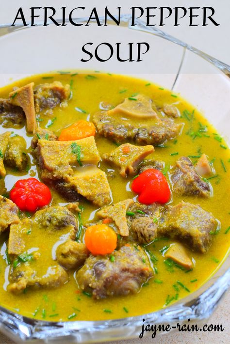 African pepper soup (Pepe soup) is one of my favorite African dishes to make in the kitchen. This soup has such a deep, rich flavor. If you’ve never had this pepper soup, you are really missing out. #africanpeppersoup #peppersoup #pepesoup #oxtailpeppersoup #africanrecipes #easyrecipes Pepper Soup Nigerian, African Pepper Soup, Nigerian Pepper Soup, African Foods, African Dishes, Dishes To Make, Spicy Soup, Pepper Soup, Dutch Oven Recipes