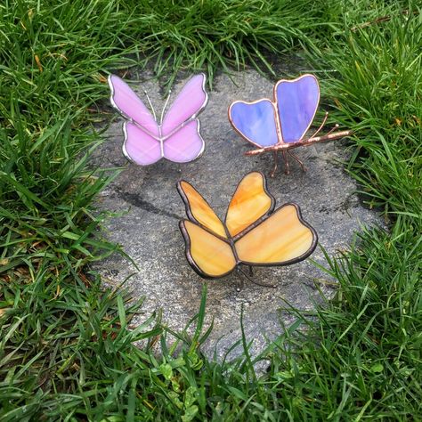 Orange stained glass stained glass butterfly stained glass | Etsy Butterfly Garden Art, Butterfly Suncatcher, Butterfly Plants, Garden Lover Gifts, Stained Glass Butterfly, Orange Butterfly, Stained Glass Diy, Stained Glass Lamps, Stained Glass Crafts