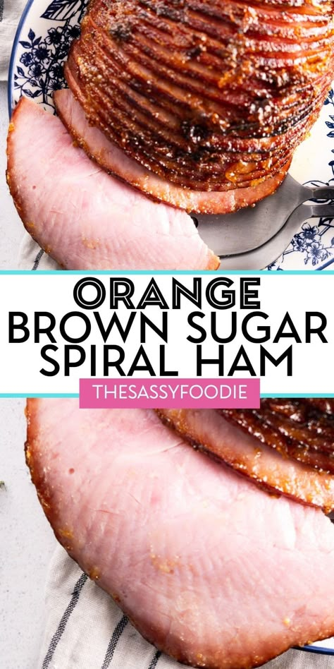 A humble store-bought spiral gets a delicious upgrade with this air fryer spiral ham, coated in an orange, brown sugar glaze. The glaze comes together in 2 minutes, with simple ingredients that you probably already have in your pantry! Easy Ham Glaze, Orange Glazed Ham, Brown Sugar Peaches, Ham Recipes Baked, Gluten Free Holiday Recipes, Paleo Meat Recipes, Honey Glazed Ham, Ham Glaze Recipe, Orange Honey