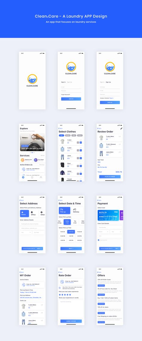 Laundry App, Ux Design Mobile, Login Design, Laundry Business, Ux App Design, Mobile App Design Inspiration, Laundry Design, Ui Design Website, App Design Inspiration