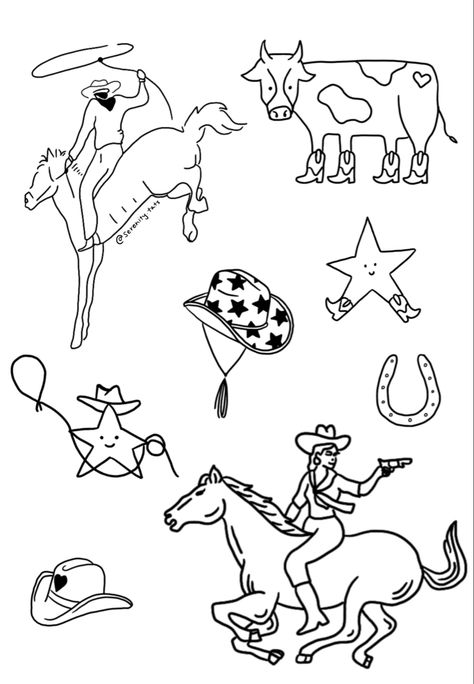 Western Drawings Simple Artwork, Western Flash Art Tattoo, Star With Cowboy Hat Tattoo, Western Flash Tattoo Sheet, Star Cowboy Tattoo, Western Star Tattoo, Texas Flash Tattoo, Western Friendship Tattoos, Flash Tattoo Western