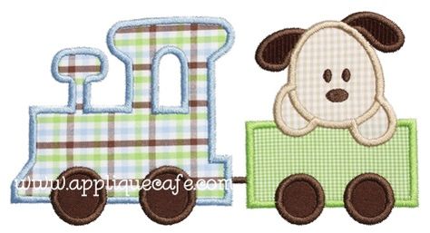 Puppy Train Applique Design Train Applique, Baby Applique, Childrens Quilts, Applique Templates, Sewing Appliques, Boy Quilts, Machine Embroidery Applique, Applique Pattern, Machine Applique