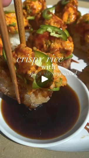 Spicy Shrimp Crispy Rice, Crispy Rice With Spicy Shrimp, Spicy Shrimp Salad, Eel Sauce, Sushi Recipes Homemade, Kewpie Mayonnaise, Asian Meals, Plats Healthy, Sunday Dinners