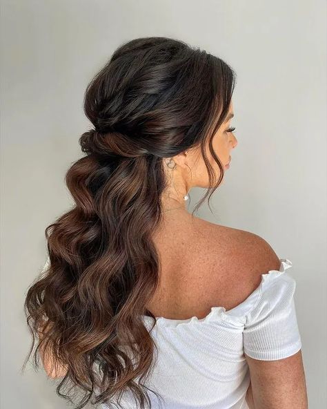 Bridal Hair Half Up, Bridesmaid Hair Makeup, Long Hair Wedding Styles, Wedding Hairstyles Half Up Half Down, Wedding Hair Inspiration, Wedding Hair Down, Bridal Hairstyles, Hair Braids, Bridal Hair And Makeup