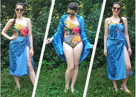 How to Tie a Sarong 9 Different Ways - PureWow How To Tie A Sarong, Diy Drapes, Sarong Tying, Sweetheart Strapless Dress, Scarf Coverup, Pareo Sarong, Fashion Tricks, Sarong Wrap, Vacation Clothes