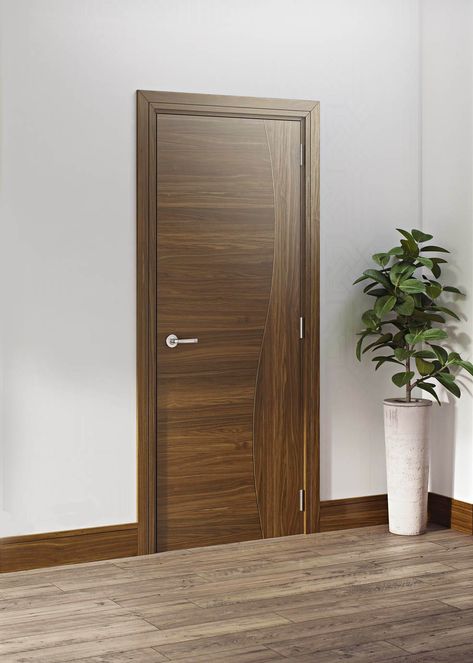 Cadiz Walnut Internal Door. The Cadiz truly is a work of art. The beautifully crafted curves of this prefinished walnut door accentuate the grain of the handpicked veneers to give an ultra-modern, sleek look. The beading is from a single piece of solid walnut which is expertly handcrafted into the curve of the door. Turkish Door Design, Walnut Doors Interior, Turkish Doors, Inner Doors, External French Doors, Fire Doors Internal, Internal Glazed Doors, Door Frame Molding, Flush Door