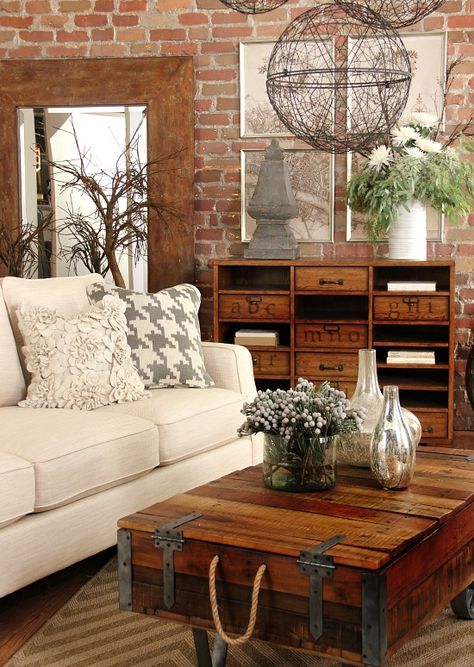 Before and After Living Room...totally loving the industrial farmhouse look. Rustic Chic Living Room, Industrial Living Room Design, Industrial Style Living Room, Industrial Farmhouse Decor, Farmhouse Living Room Decor Ideas, Decor Ikea, Industrial Livingroom, Design Salon, Modern Restaurant