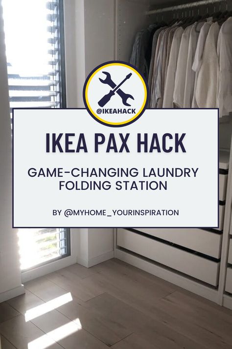 Ikea Pax Pull Out Tray Ideas, Laundry Folding Station, Folding Station, Ikea Closet Hack, Laundry Folding, Ikea Pax Hack, Ikea Closet, Closet Hacks, Laundry Routine