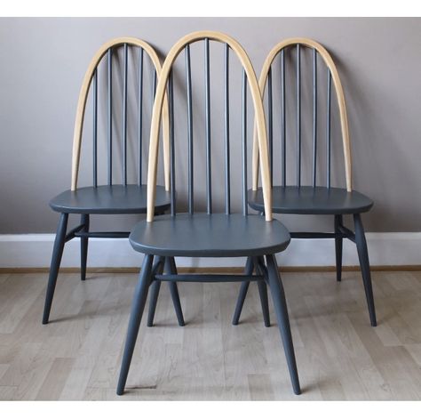 // Navy Painted Furniture, Beautiful Farms, Paint Chairs, Upcycled Dining Chairs, Table Upcycle, Painted Wooden Chairs, Painted Rooms, Ercol Dining Chairs, Ercol Chair