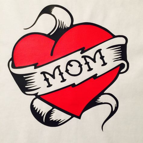 Heart Banner Tattoo Traditional, I Heart My Mom Tattoo, Mom With Heart Tattoo, American Trad Mom Tattoo, Mom Heart Tattoo Black And White, Mom Heart Arrow Tattoo, Mom Flash Tattoo, Mama Heart Tattoo, I Heart Mom Tattoo