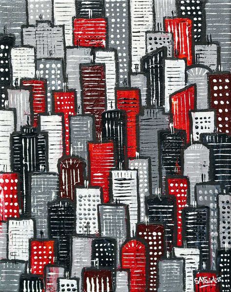 abstract cityscape painting Abstract Cityscape Painting, City Paintings, Ks3 Art, Incredible Artwork, Future Cities, Abstract Cityscape, Easy Diy Paint, City Scapes, Building Drawing