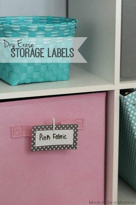 Diy Erase Storage Labels Ocd Organization, Pink Basket, Bin Labels, Storage Labels, Fabric Storage Bins, Fabric Bins, Fabric Baskets, Craft Room Organization, Craft Storage