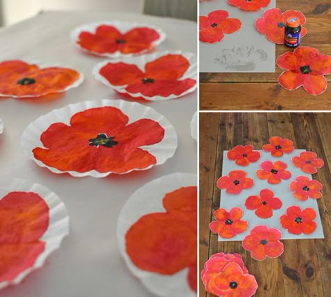 DIY Painted Poppy Art – Kids Summer Flower Crafts – DIY Painting for Kids | Small for Big Diy Poppies, Remembrance Day Art, Painted Poppy, Poppy Craft, Classe D'art, Poppy Art, Art Bar, Veteran's Day, Kindergarten Art