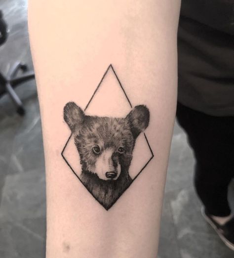 Minimalist Bear Tattoo, Baby Bear Tattoo, Body Electric Tattoo, Bear Tattoo, Realism Tattoo, Skin Art, Minimalist Tattoo, Baby Bear, Black Tattoos