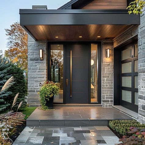 3+ Top Entrance Door Design Trends for a Stunning First Impression • 333+ Art Images Modern Front Entrance Exterior Design, Entrance Porch Design Modern, Modern House Porch, Front Door Styles Entrance, Front Entrance Ideas Exterior, Modern House Entrance, Porch Designs Uk, Contemporary Front Porch, House Entrance Ideas