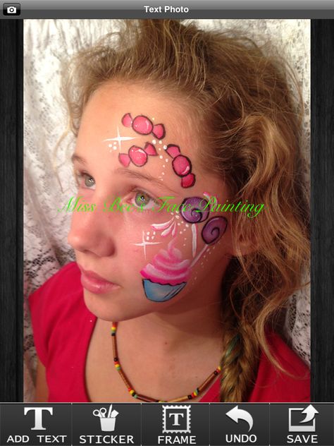 Candy land! Something sweet you can say yes to! X Bee Face Paint, Face Painting Tips, Girl Face Painting, Candy Makeup, Candy Costumes, Face P, Candyland Party, Candy Theme, Face Painting Designs