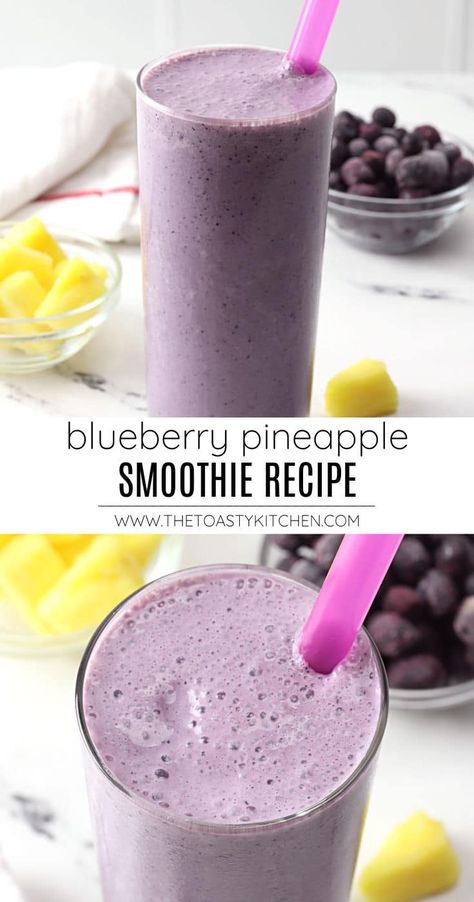 Blueberry Pineapple Smoothie, Pineapple Smoothie Recipes, Fruit Smoothie Recipes Healthy, Smoothie Recipes Healthy Breakfast, Smoothie Drink Recipes, Yogurt Smoothies, Pineapple Smoothie, Blueberries Smoothie, Easy Smoothie Recipes