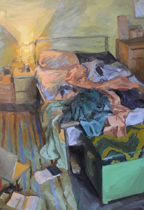 2018 | Timpatrickpainter Painting Of Bedroom, Places Painting, 2024 Diary, Messy Bed, A Level Art, Ap Art, Art Portfolio, Still Life Painting, Art Oil