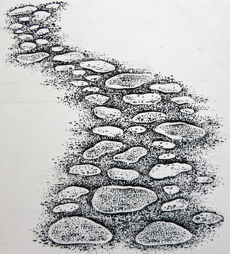 Cobbled Path | by Stampscapes Road Drawing, Ink Drawing Techniques, Fall Canvas Painting, Stippling Art, Pen Art Drawings, Stone Path, Doodle Art Designs, Stippling, Pen Art