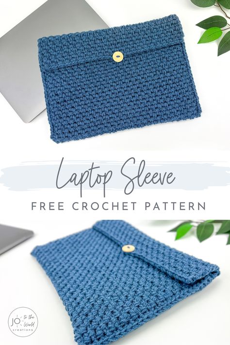 Keep your laptop safe and stylish with this fast and simple Crochet Laptop Case Pattern. Craft an adjustable DIY sleeve using basic stitches, ensuring both cushioning and protection – check out this Crochet Laptop Sleeve - Quick Pattern! Laptop Case Pattern, Crochet Laptop Sleeve, Diy Laptop Case, Crochet Laptop Case, Crochet Teacher Gifts, Crochet Hook Holder, Crochet Pattern Instructions, Diy Laptop, Crochet Baby Beanie