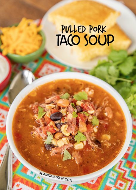 Pulled Pork Taco Soup, Pork Loin Soup Recipes, Pork Taco Soup, Pulled Pork Soup, Best Taco Soup, Stephanie Parker, Freeze Leftovers, Pork Soup Recipes, Leftover Pork Roast