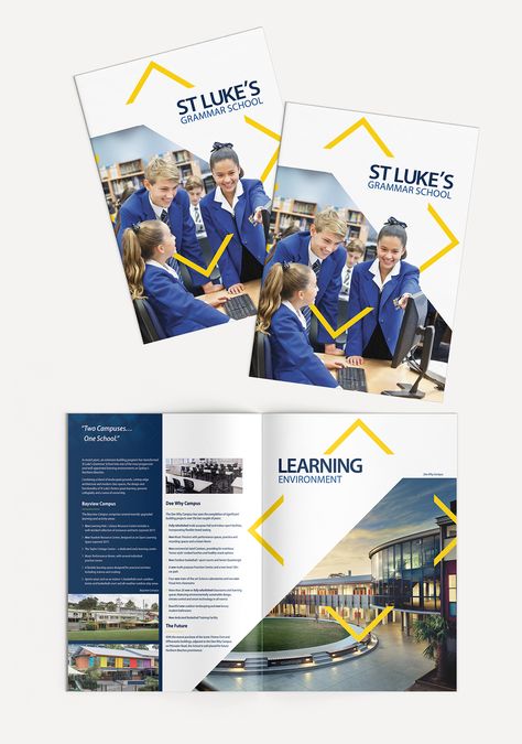 St Luke's Grammar School - Prospectus Leaflets Ideas School, School Booklet Design, School Catalog Design, School Prospectus Design, Booklet Cover Design, University Brochures, College Prospectus, Booklet Design Layout, School Prospectus