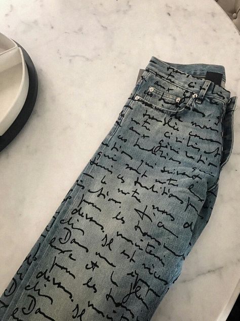 Custom Denim Jeans, Hellboy Tattoo, Luv Letter, Denim Pants Fashion, Pants Outfit Men, Trendy Shirt Designs, Denim Projects, Custom Jeans, Concept Clothing