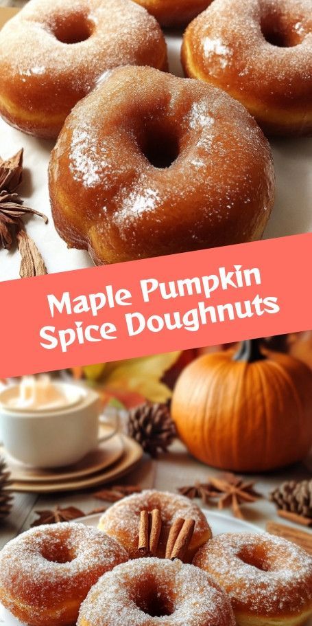 Indulge in the warm flavors of fall with these Vegan Maple Pumpkin Spice Doughnuts. Perfect for a cozy breakfast or afternoon treat, these fluffy doughnuts are topped with a luscious maple glaze. Embrace the season with this delicious recipe! #VeganDoughnuts #PumpkinSpice #MapleGlaze #AutumnTreats #FallRecipes #PlantBasedBaking #FallDesserts #BakingWithSpices #CozyBakes #HomemadeDoughnuts Maple Doughnut Recipe, Halloween Recipes Breakfast, Doughnut Toppings Ideas, Vegan Autumn Recipes, Baked Pumpkin Doughnuts Recipe, Maple Donuts Recipe, Easy Doughnuts, Halloween Breakfast Ideas, Pumpkin Spice Doughnuts