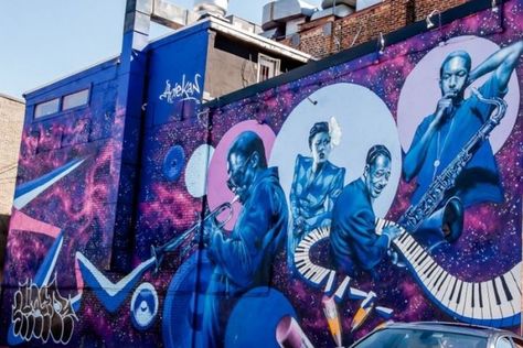 Celebrating International Jazz Day with one of our murals from our Street Art Murals Tour U Street DC. This mural shows several famous Jazz artists legends that played, lived, and shaped our Jazz music in Washington, DC. Share in the comments which Jazz artists and Jazz songs that is your favorite. Jazz Art Paintings, Music Mural, Music Graffiti, Jazz Lounge, Jazz Songs, Art For House, Artist Reference, Jazz Artists, Jazz Art