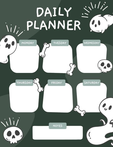 Cute Halloween Daily Planner | Printable Planner by  Amy Bishop Studying Planner, Study Tracker, Etsy Templates, Halloween Planner, Planner Calendar Printables, Homework Planner, Weekly Planner Free Printable, Daily Routine Planner, Weekly Planner Free