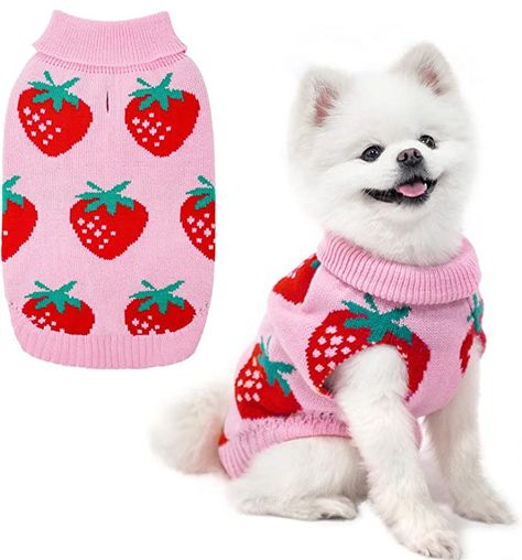 Strawberry Dog Costume, Clothes For Puppies, Pink Dog Outfits, Cute Pet Clothes, Puppy Things To Buy, Cute Dog Clothes For Females, Pink Dog Clothes, Cute Things For Dogs, Pink Dog Stuff