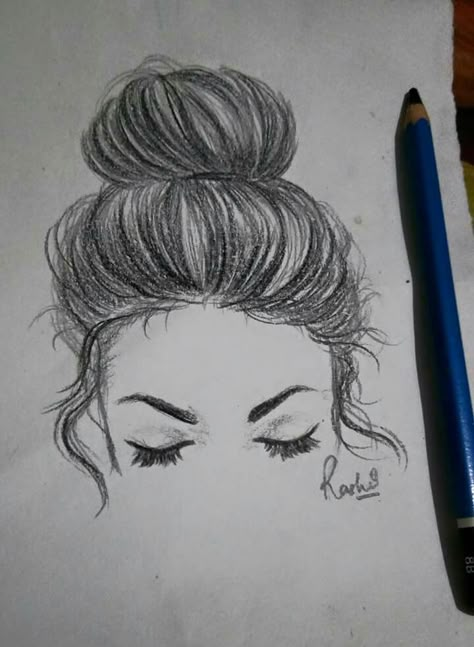 Bun Hairstyles Drawing, Leaf Pencil Drawing, Hair Styles To Draw, How To Draw Hairstyles, Draw Hairstyles, Mandala Pictures, Drawing Leaf, Hairstyle Drawing, Ballet Painting