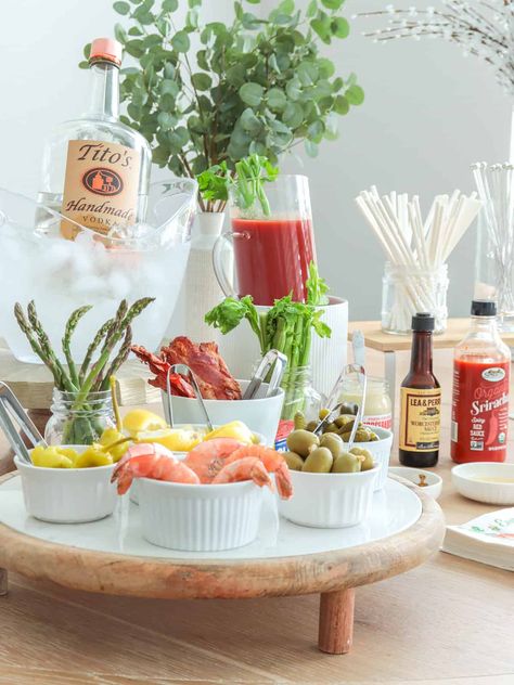 Weekend brunches are just BEGGING you to create the most incredible at-home Bloody Mary Bar! Invite all your friends, grab your favorite vodka, and hit the store for all kinds of fun toppings and garnishes. In no time at all you can set up an amazing DIY bloody mary bar that allows everyone to personalize their own drink. Red White Blue Drink, Crostini Toppings, Blue Cheese Stuffed Olives, Toppings Bar, Toasted Crostini, Blue Drink, Homemade Nachos, Starbucks Egg Bites, Nacho Bar