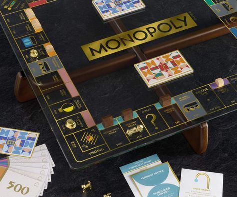 Monopoly Game Board, Custom Monopoly, Monopoly Board Game, Georg Jensen Jewelry, Board Game Box, Monopoly Money, Monopoly Board, Mirrored Picture Frames, Monopoly Game