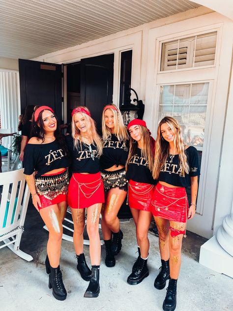 Pirate Bid Day Sorority, Pirate Theme Bid Day, Pirate Football Theme, Pirate Sorority Theme Bid Day, Pirate Spirit Day Outfit, Pirate Theme Outfit, Pirate Bid Day, Gasparilla Outfit, Rush 2013