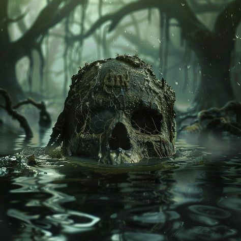 "Echoes of the forgotten, lost in the misty abyss. 🌫️💀 #MysteriousFinds" #hauntingbeauty #forgottenplaces #mystery #skull #swamp #darkart #eerie #creepy #lostandfound #ancientsecrets #foggyforest #macabre #naturemysteries #mysticalvibes #darkphotography #chilling #unexplained #swamplife #intothemist #darkness #enigmatic #hiddenhistory #naturelovers #darkatmosphere #strangeplaces #ghostly #hauntedforest Scary Swamp Aesthetic, Scary Swamp, Creepy Swamp, Haunted Swamp, Haunted Garden, Big Painting, Haunted Forest, Cover Album, Best Book Covers