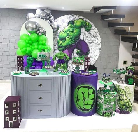 Hulk Birthday Party Decorations, Hulk Smash Party, Hulk Theme Party, Happy Birthday Superhero, Hulk Birthday Party, Hulk Theme, Hulk Birthday Parties, Hulk Party, Hulk Birthday