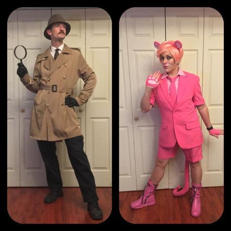 The Pink Panther and Inspector Clouseau: our Halloween 2017 couples' costume. Photo©Jenneviere&Jay, wig by Arda Wigs. Pink Panther And Inspector, Pink Panther Inspector Clouseau, Inspector Clouseau Costume, Pink Panther Detective Costume, Pink Panther And Detective Costume, Pink Wig Halloween Costume, Pink Panther And Inspector Costume, Pink Panther Outfit, Pink Panther Couple Costume