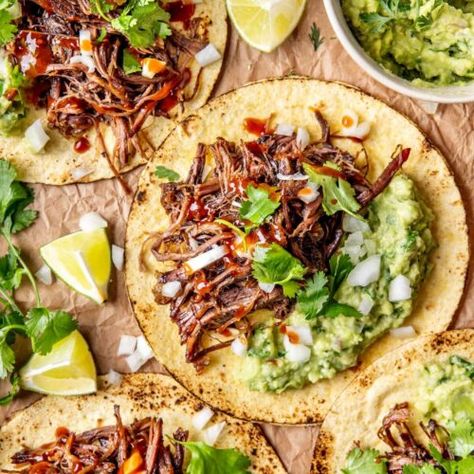 VIRAL CHUCK ROAST TACOS - Olivia Adriance Olivia Adriance Chuck Roast, Viral Chuck Roast Tacos, Crockpot Chuck Roast Tacos, Chuck Roast Taco Recipes, Chuck Roast Dinner Ideas, Olivia Adriance Recipes, Chuck Roast Tacos, Birria Recipes, Roast Tacos