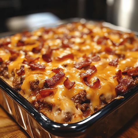 BQ Bacon Cheeseburger Casserole 🍔🥓 Introduction The BQ Bacon Cheeseburger Casserole is a fun twist on the classic cheeseburger, packed with all your favorite flavors like crispy bacon, juicy beef, and cheesy goodness. Perfect for a quick and easy dinner, this casserole will be a hit with both kids and adults alike. Why Make This Bbq Bacon Cheeseburger, Bacon Recipes For Dinner, Cheeseburger Tater Tot Casserole, Super Moist Chocolate Cake, Bacon Cheeseburger Casserole, Bacon Casserole, Mexican Casserole Recipe, Tater Tot Casserole Recipes, Beef Lasagna